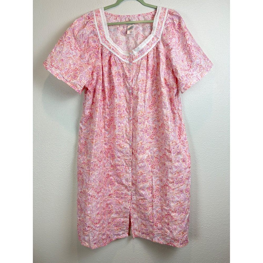 Celestial Dreams House Dress Nightgown XXL Pink Paisley Cottagecore Granny Chic